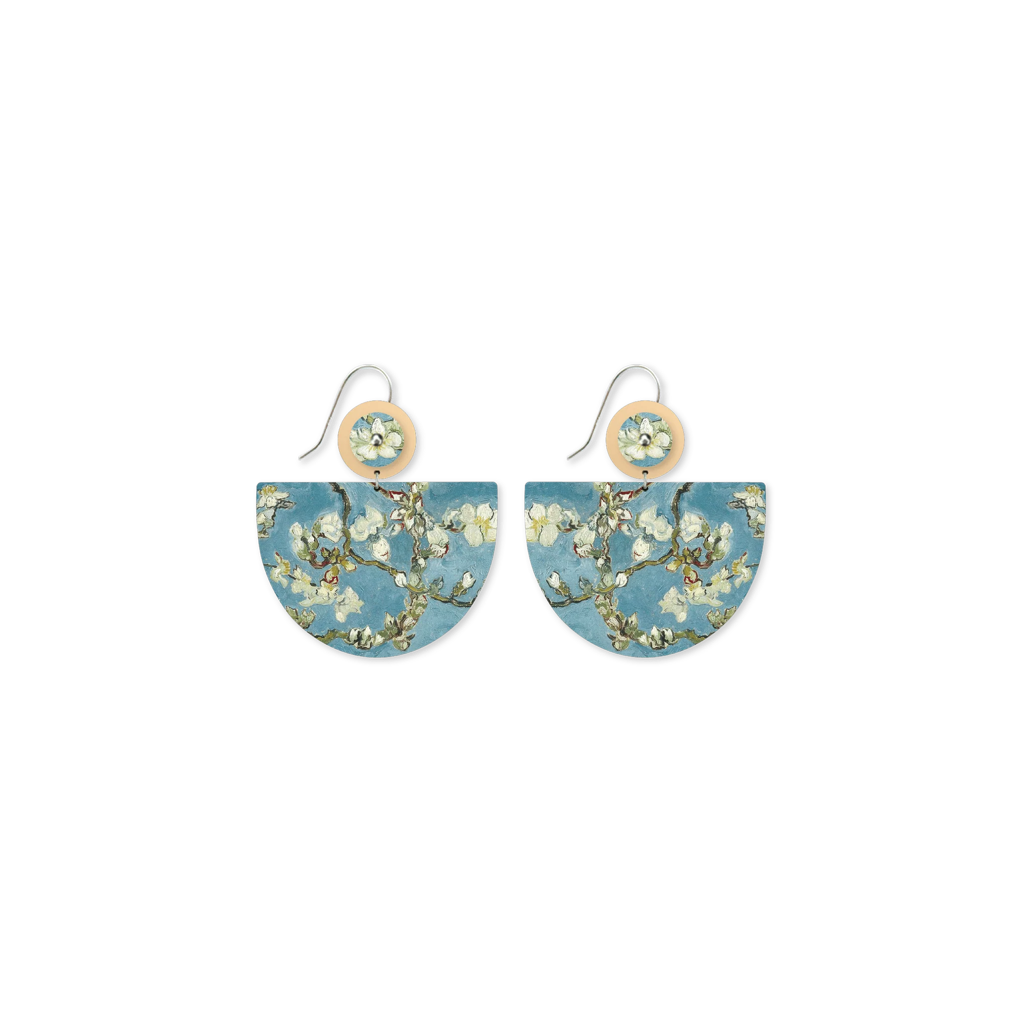 Van Gogh Almond Blossoms Large Bell Circles Drop Earrings