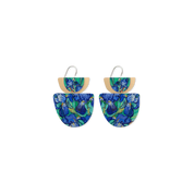 Van Gogh Irises Layered Double Bell Drop Earrings