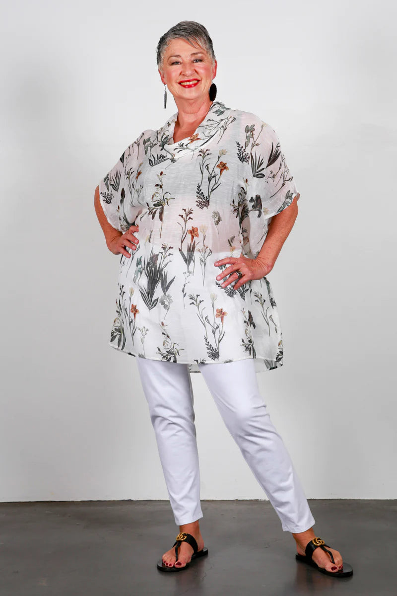 Collette Shirt - White Botanical