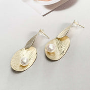 Double Disc Pearl Earrings