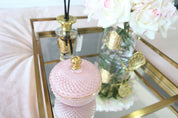 Round Art Deco Candle - Pink Peony Bouquet